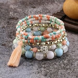 6 piece Beaded Tassel Bohemian Bracelet Set
